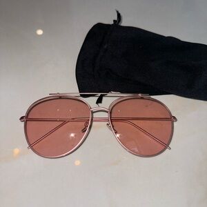 rose gold frames pink lensed sunglasses! with pouch